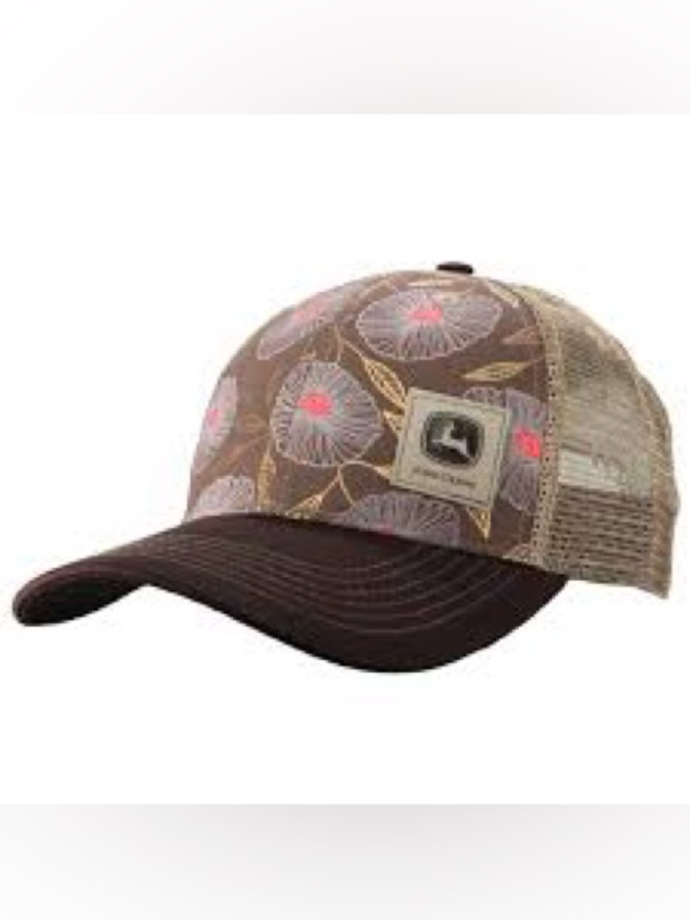 John Deere Brown Floral Women’s Cap with Pink Accents